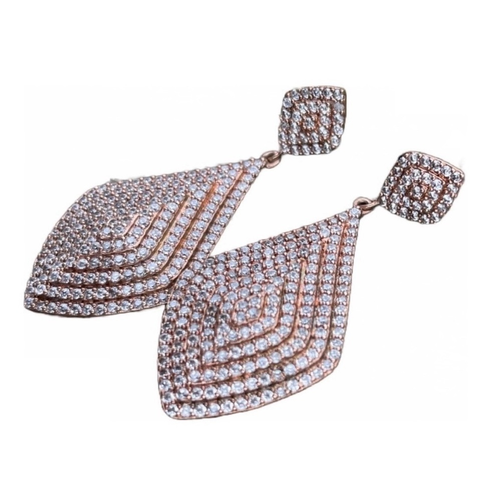 Diamond Earrings. Rose gold over silver. Diamond accents.